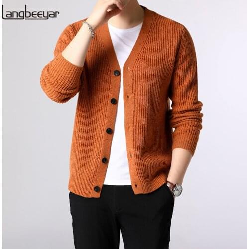 LANGBEEYAR Men's Knitted Cardigans