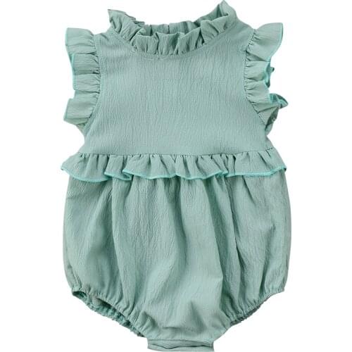 Newborn Baby Girls Sleeveless Ruffles Romper Jumpsuit Clothes Outfits Summer