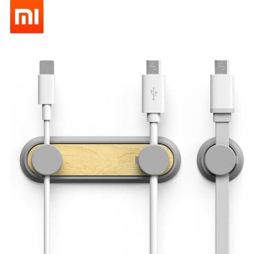 Xiaomi Mijia Bcase TUP2 Magnetic Absorption Cable Clip Wood Texture Holder Compatibility Practical Magnetic Base