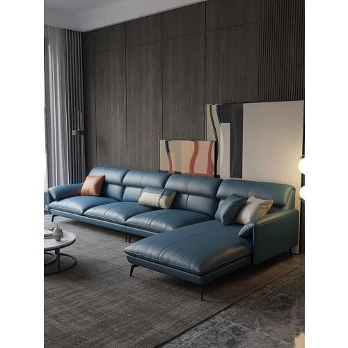 Italian style minimalist leather art sofa modern small family living room sofa light luxury modern leather sofa