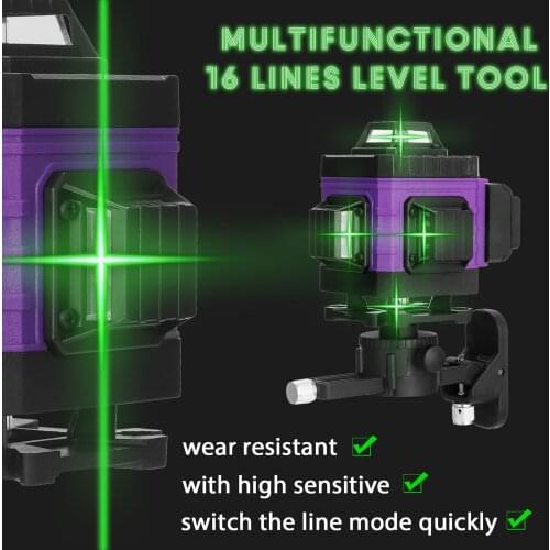 Multifunctional 16 Lines Laser Level Tool Vertical Horizontal Lines with 3° Self-leveling Laser Level 360 Level Instrument lines