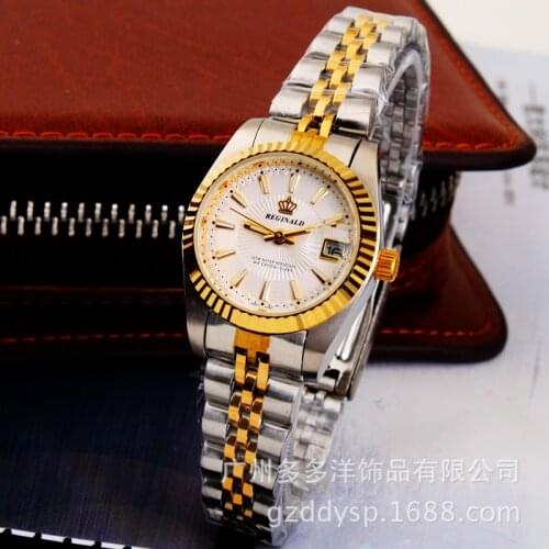 Fashion Brand Reginald Top Quality Crown Woman Gold Steel Wrist Watch Calendar Wholesale Business Lady Gift Dress Wristwatches