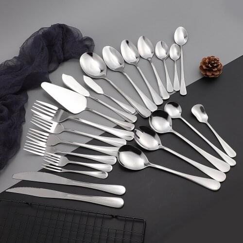 Stainless Steel Cutlery Set Silver Spoons for Salad 1Pc Fork Coffee Dinner Forks Spoons Tableware Set Kitchen Dinnerware Set