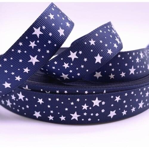 New 5yards 15mm 20mm 25mm 38mm Navy Grosgrain Ribbon Printed Stars for Christmas Wedding Decoration DIY Sewing Handmand Crafts