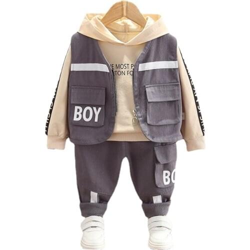New Spring Autumn Baby Girls Clothes Children Boys Fashion Hoodies Vest Pants 3Pcs/Set Toddler Cotton Costume Kids Sportswear