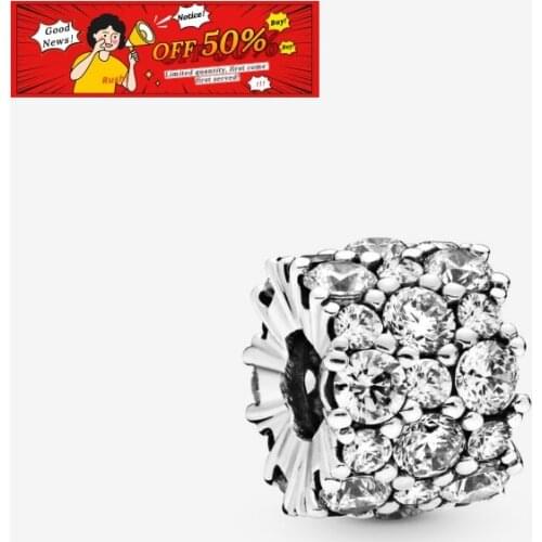 Fit Original Pan Bracelets 925 Sterling Silver Beads Clear Charm DIY Women Fashion Jewelry Gift