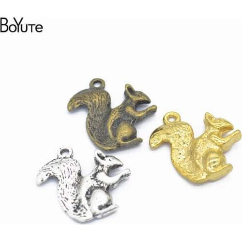 BoYuTe Charms (40 Pieces/Lot) Metal Alloy 21*18MM Animal Squirrel Charms Pendant Vintage Diy Hand Made Jewelry Accessories