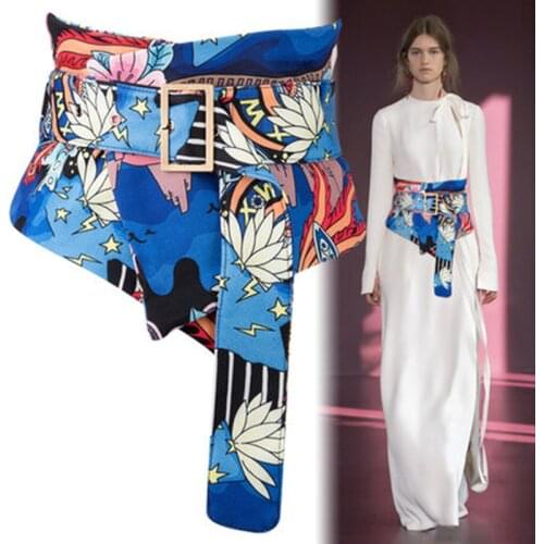 New Fashion Elastic Belt Autumn Elegant Women Blue Elegant Peplum Belt Wide Bukle Waistband Women Waist Skirt Accessories