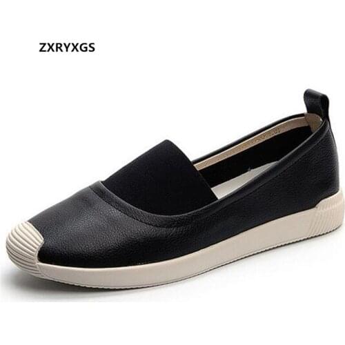 Promotion Genuine Leather Loafers Shoes Women Flat Shoes 2021 New Leisure Sneakers Soft Sole Wear Non-slip Comfort Casual Shoes