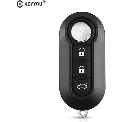 KEYYOU 10x 3 Buttons Flip Folding Remote Car Key Shell Case Cover Alarm Keyless Fob For FIAT 500 Panda Punto Bravo White Button