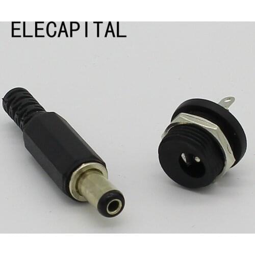 2.1x5.5mm DC Power Female Plug Jack + Male Plug Jack Connector Socket