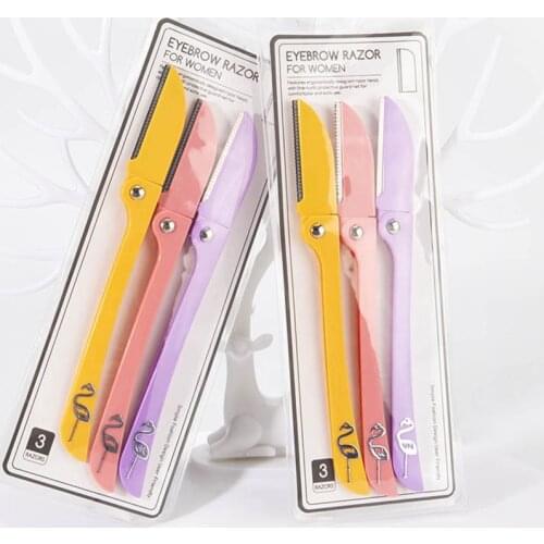 Foldable Eyebrow Trimmer Razor Set of Stainless Steel Blade Beauty Makeup Tool E534