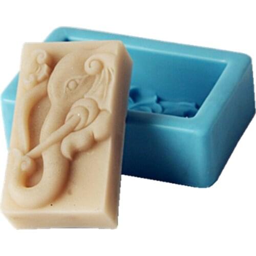 Elephant Design Bar Soap Mold Cake Molds Fragrance Candle Wax Mould Resin Craft Aromatherapy Gypsum Silicone Mold