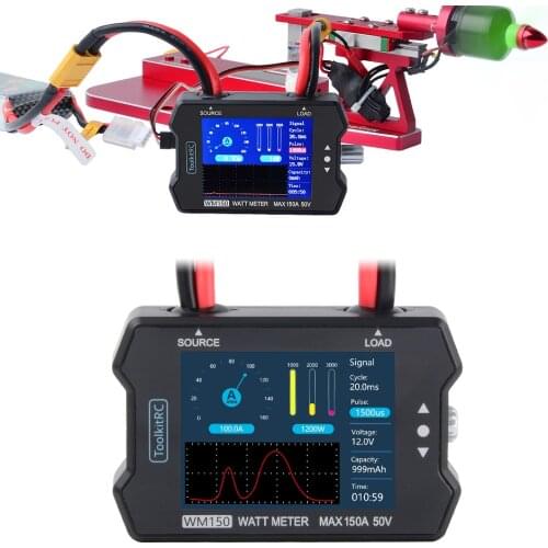 ToolkitRC WM150 150A 50V Watt Meter Power Analyzer LCD Display Power Voltage Current PPM Signal Output Tester for RC FPV Drone