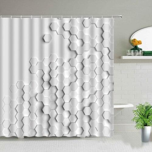 Unique Geometric Pattern Washable Bathroom Curtains 3D Printing Fashion Shower Curtain Set Bath Screens Home Bathtub Decor Cloth