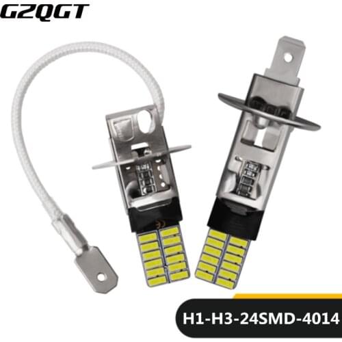 2pcs universal car fog light H1 H3 6500K 24SMD 4014 LED High Power Bulb FogLight Driving Lamp 12V Car Styling Led Lights