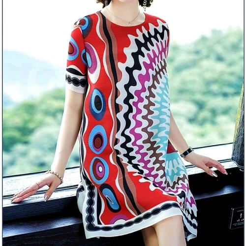 Elegant New Summer Women Color Printed Print Dress Casual Fashion Short Sleeves Elastic Dress Loose Party Dress Vestidos SY168