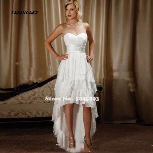 High Low Beach Wedding Dress 2020 Lace-Up Corset Skirt Western Country Short Bridal Gowns Vestido De Novia Online Shop Undefined