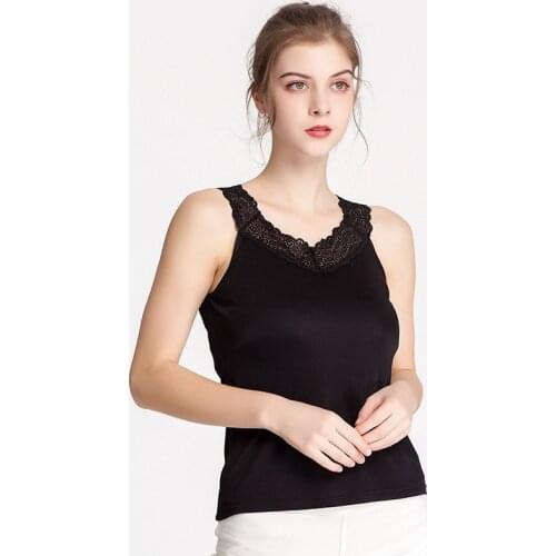 Silk Sleeveless Vest, Female Lace Sexy And Versatile, Mulberry Silk With Suspender Bottoming Shirt And Outer Vest