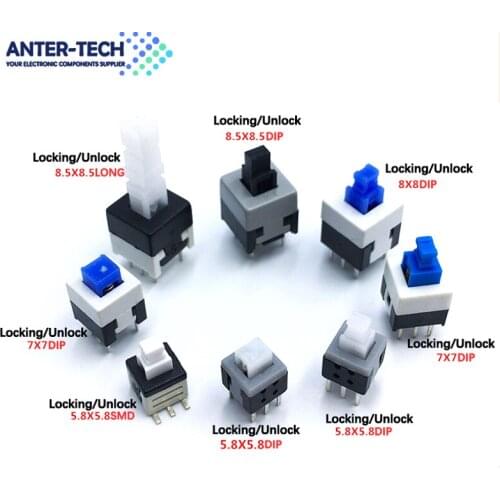 10Pcs Non-Self-Locking Switch / Self-Locking Switch 5.8*5.8 7*7 8*8 8.5X8.5MM Key Switch Cap Switch