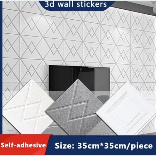 12Pieces Of 3D Wall Sticker Self-Adhesive Panel Home Decoration Living Room Bedroom Decoration Bathroom Kitchen Waterproof Wall