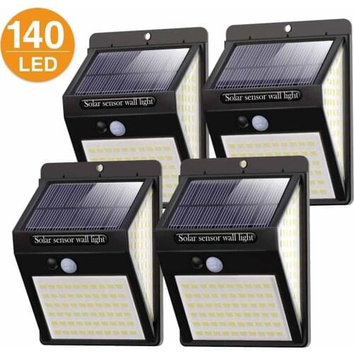 140LED Eco Friendly SolarLights Outdoor Motion Sensor Wireless Wide Angle Waterproof Wall Lights Garden Fence Door Yard Garage