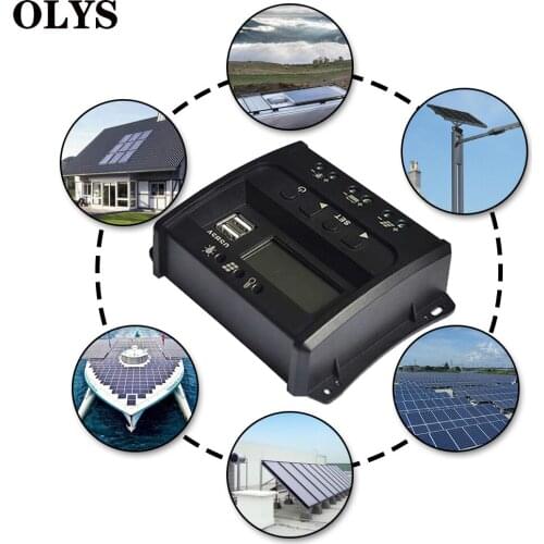 20A Charge Controller PWM Solar Controller 12/24V Intelligent Identification USB Solar Panel Controller RV Home Solar Panel