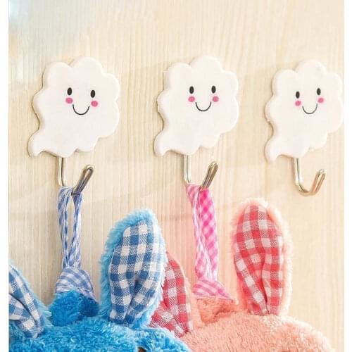 3Pcs Door Hanger Coat Hanger On The Wall Towel Hooks Bathroom Kitchen Cloud Hanger Adhesive Hooks Stick