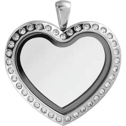 316L Stainless Steel Magnet Hinged 30mm Heart Shape Locket For Custom Floating Charms Keepsake Xmas Gift