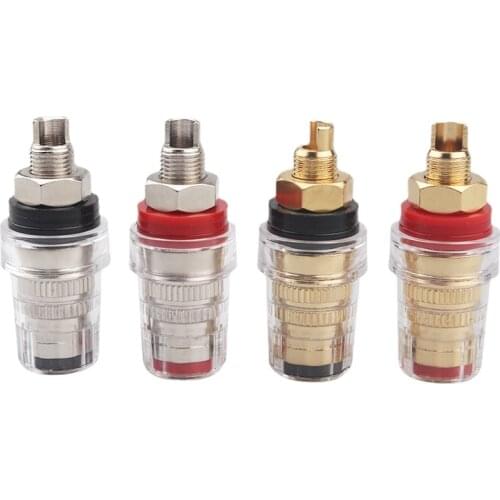 4Pcs Crysta Speaker Cable Banana Jack Adapter Terminal Post HiFi Audio Interface Welding-free Short Version