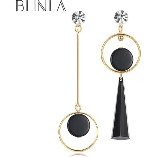BLINLA New Korean Geometric Asymmetry Round Acrylic Drop Dangle Earrings 2019 Fashion for Women Wedding Party Statement Jewelry