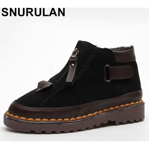 SNURULANAnkle boots YAERNIWomen Spring plus size short ankle boots PlatformRetro Nebuck fashion Casual Zipper ShoesE017
