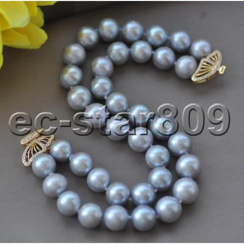 Z11153 A+ 2Row 8" 11mm Round Gray Freshwater Pearl Bracelet Bowknot