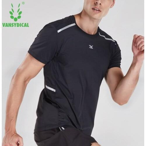 Brand Sports Running Short Sleeve Tops Men Dry Fit Gym Sportswear Elastic Summer Fitness Training Workout T-Shirts Reflective