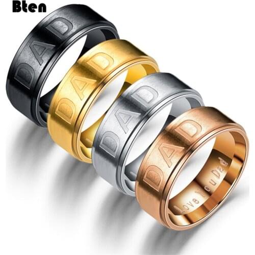 Bten New Stainless Steel DAD Ring Engraved Love You Dad Mens Ring Jewelry Best Gift For Father Fathers Day Present