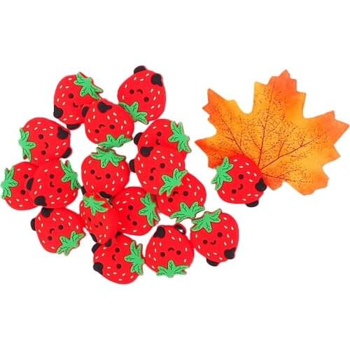Chenkai 10PCS Silicone Strawberry Beads Baby Nursing Pacifier BPA Free DIY Soothing Pendant Bracelet Necklace Teether Accessorie