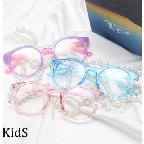 Kids blue light glasses children Fashion Red Pink Blue Round Glasses Transparent Clear Lens Boy Girl Play Phone Computer Glasses