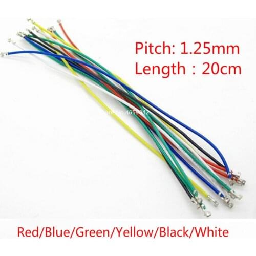 50Pcs 1.25mm pitch double head terminal connector electronic wire terminal cable 1P 20cm Length 28AWG