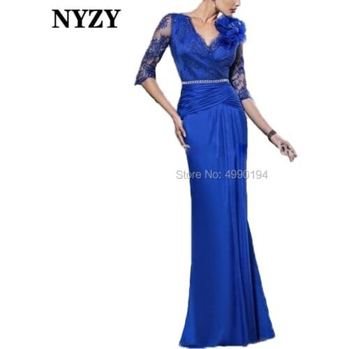 NYZY M151 Elegant Royal Blue Wedding Party Formal Dress 1/2 Sleeve Long Mother of the Bride Groom Dresses 2019 mae de noiva