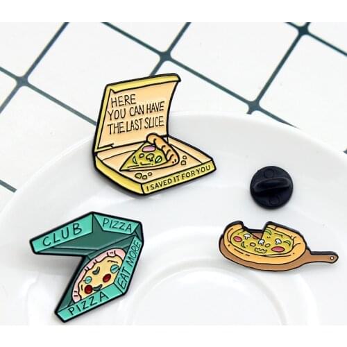 Pizza Club eat more Boxed pizza here you can have the last slice Enamel Pin Baked pizza tray Brooches Bag jackets punk badge