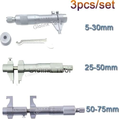 5-30mm 25-50mm 50-75mm 3pcs/set Inside Micrometer Apiral Micrometer Inner Hole Gauge Measurement Tools