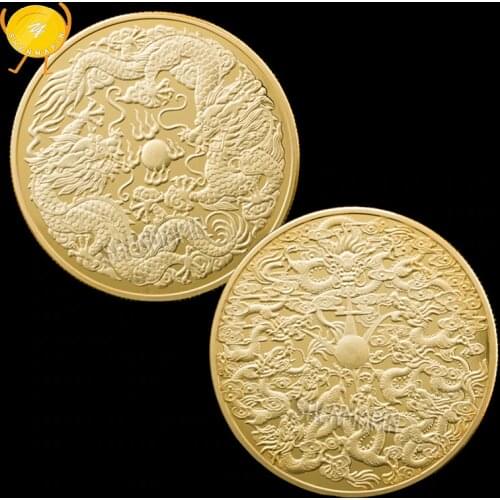 Chinese Double Dragon Play Beads Commemorates Coin Chinese Culture Art Twin Dragon Coins Collectibles Home Decorations Gift