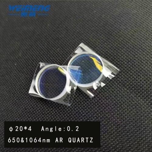 Weimeng Wedge mirror laser lens φ 20*4mm Wedge angle 0.2mm 650-1064nm AR coating quartz material for laser welding machine