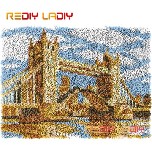 Latch Hook Rug London City Crocheting Wall Tapestry Kits DIY Carpet Rug Chunky Yarn Needlework Knitted Floor Mat Hobby & Crafts