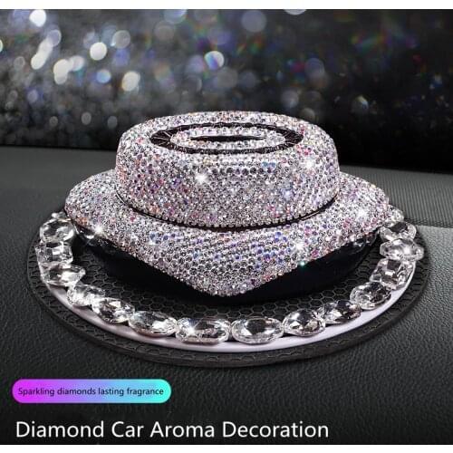 Colorful Rhinestones Diamond Light Fragrance Car Interior Ornament Aroma Perfume Bottle Car Decoration Gift