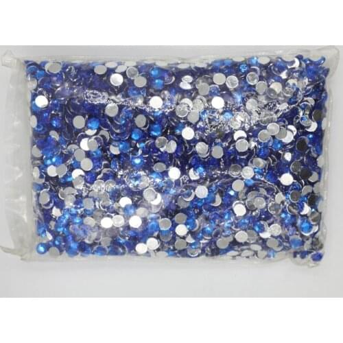 Mid Blue Color 1.5~12mm Flat Back Round Acrylic Rhinestones Beads,3D Acrylic Nail Art / Garment Decoration