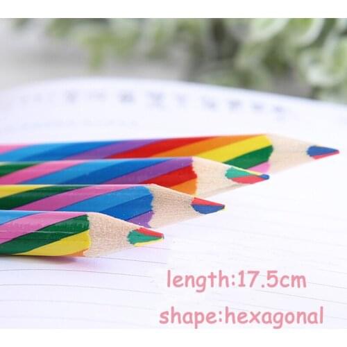 Hot 40pcs DIY Kawaii Wooden Colored Pencil Cute Wood Rainbow Color Pencil for Kid School Graffiti Drawing Painting free shipping