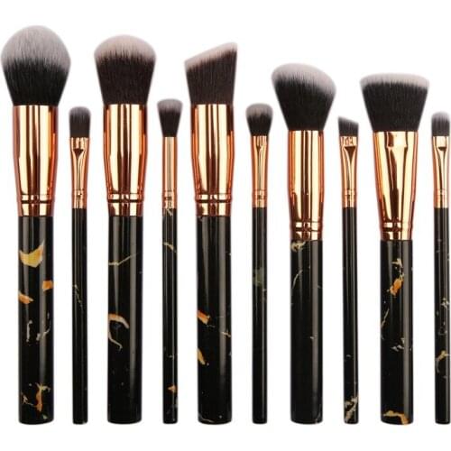 10Pcs Makeup Brushes Set Professional with Natural Hair Foundation Cosmetic Powder Eyeshadow Blush Blending Beauty Make Up Brush