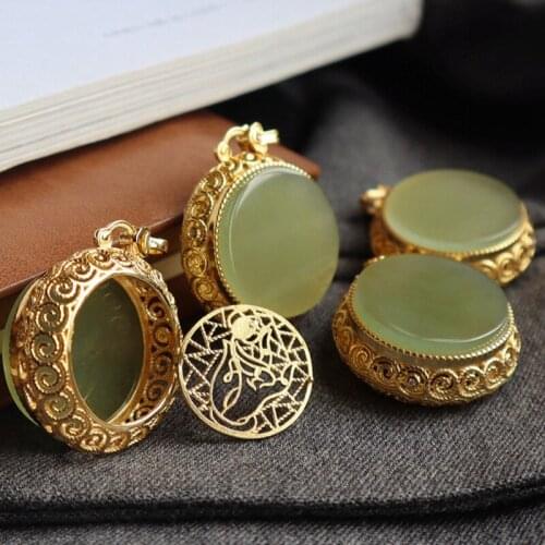 Natural Hetian jade cyan jade DIY Pendant Jade Jewelry Round card pendant Fashion jewelry