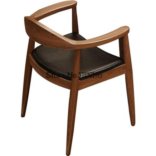 Solid Wood Dining Chair Kennedy President Chair Big Horn Chair Backrest Nordic Conference Leisure Desk Chair Tea Chair